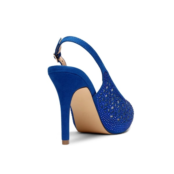 Peep Toe Rhinestone Pumps - ROYAL BLUE SUEDE - 4